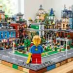 Lego Puns featuring colorful building bricks, a playful mini figure, and a creative brick built city