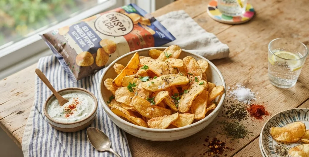 Chip Puns featuring crispy potato chips and dip