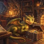 Dragon Puns featuring a friendly fire breathing dragon and treasure