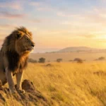 Lion Puns featuring a majestic lion in the golden savanna