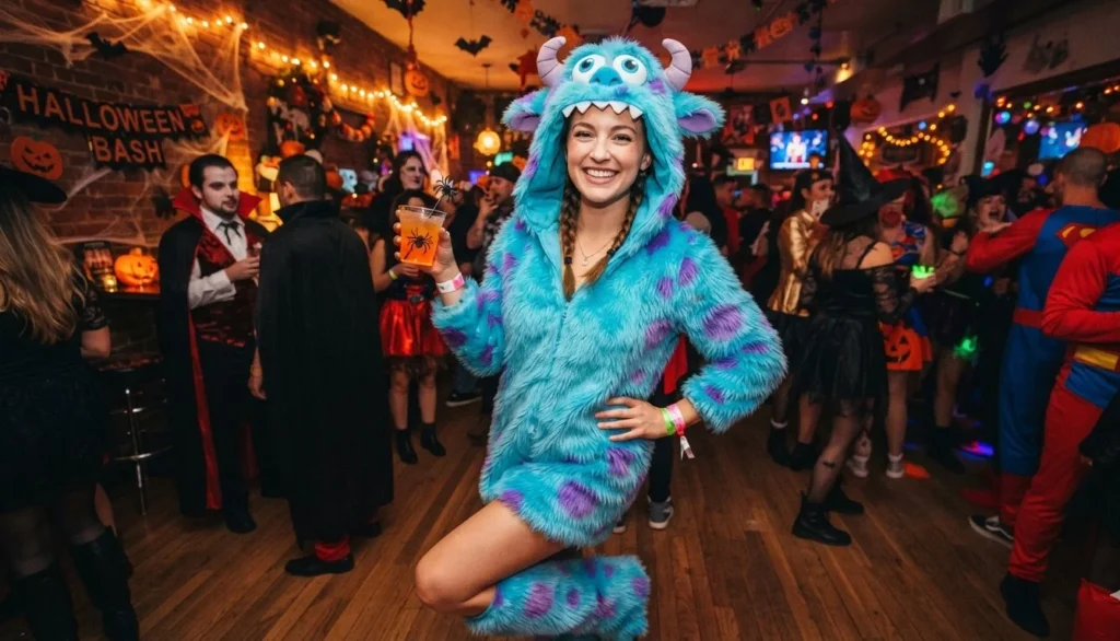 Monster Puns Instagram caption image with a playful Halloween monster costume