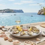 Oyster Puns featuring oysters, shells, pearls, lemon wedges, and a coastal seafood setting