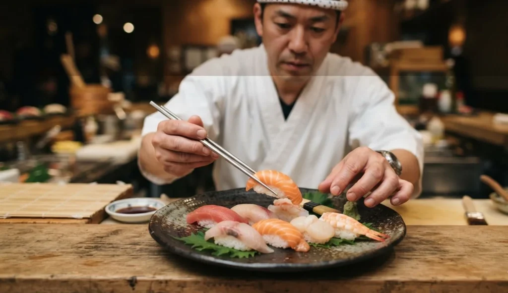 Sushi Puns inspired by a chef preparing fresh nigiri